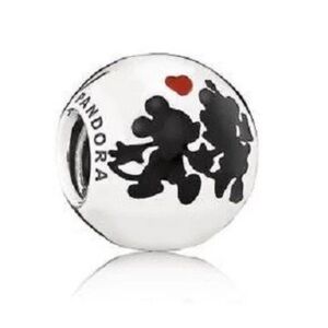 Pandora Disney Charm with Enamel Black Silhouettes and Red Heart Sterling Silver